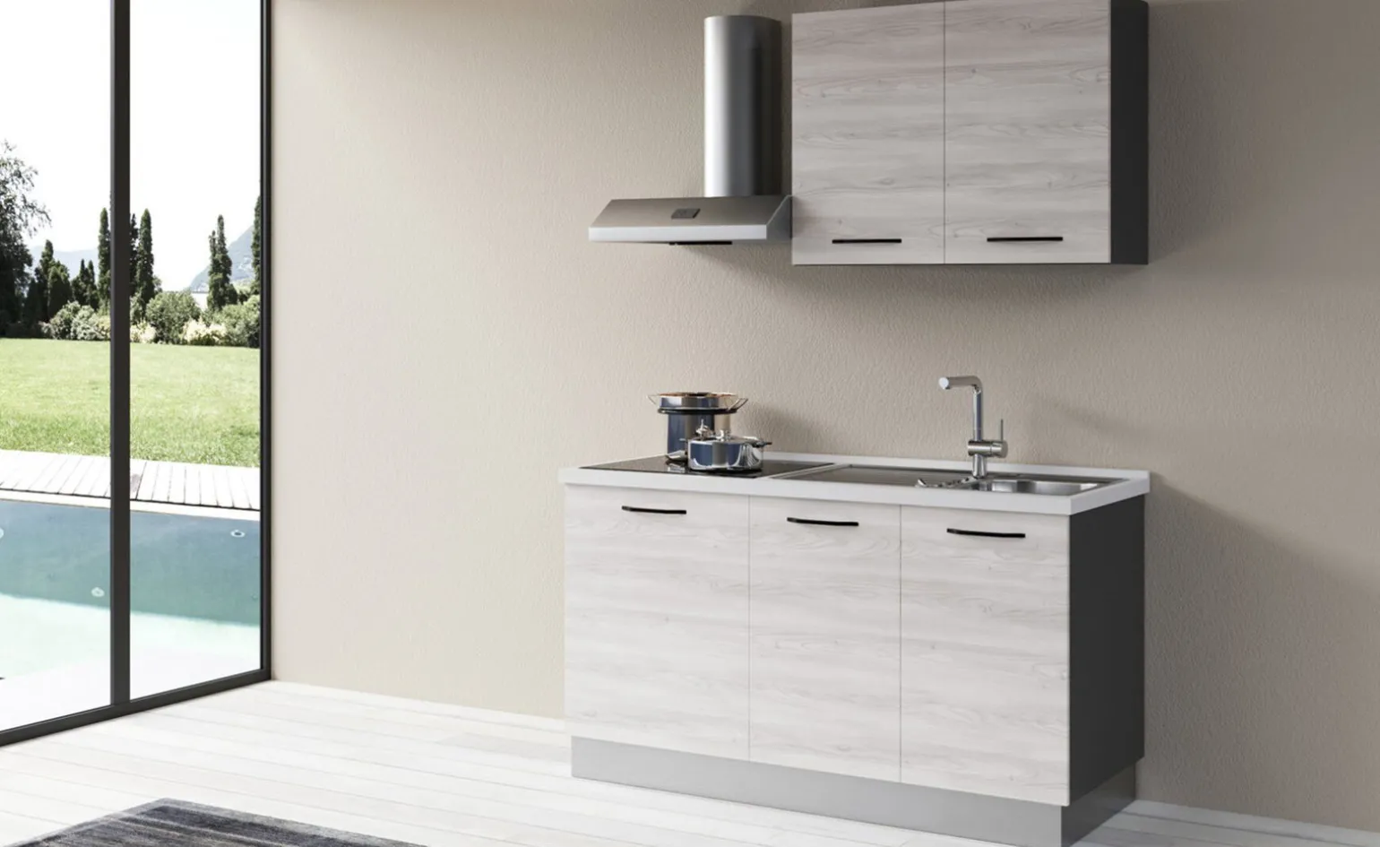 Gilda 2.0 cucina 150 cm colore frassino ghiaccio