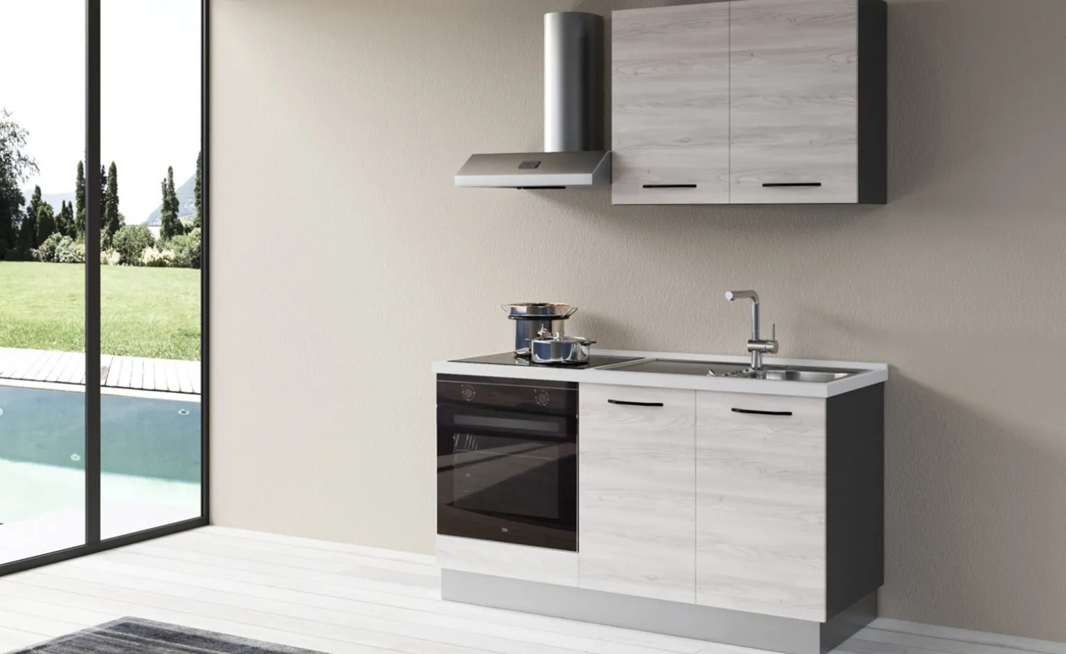 Gilda cucina 150 cm colore frassino ghiaccio