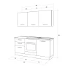 Gilda cucina 180 cm colore frassino ghiaccio e light grey