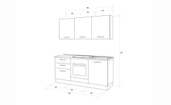 Gilda cucina 180 cm colore frassino ghiaccio e light grey