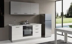 Gilda cucina 180 cm colore frassino ghiaccio e light grey