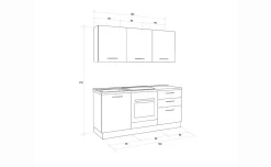 Gilda cucina 180 cm colore frassino ghiaccio e light grey