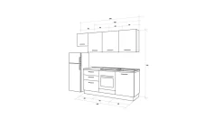 Gilda cucina 240 cm colore frassino ghiaccio e light grey