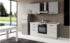 Gilda 2.0 cucina 240 cm colore frassino ghiaccio e light grey