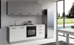 Gilda cucina 210 cm colore frassino ghiaccio e light grey