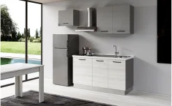 Gilda 2.0 cucina 210 cm colore frassino ghiaccio e light grey