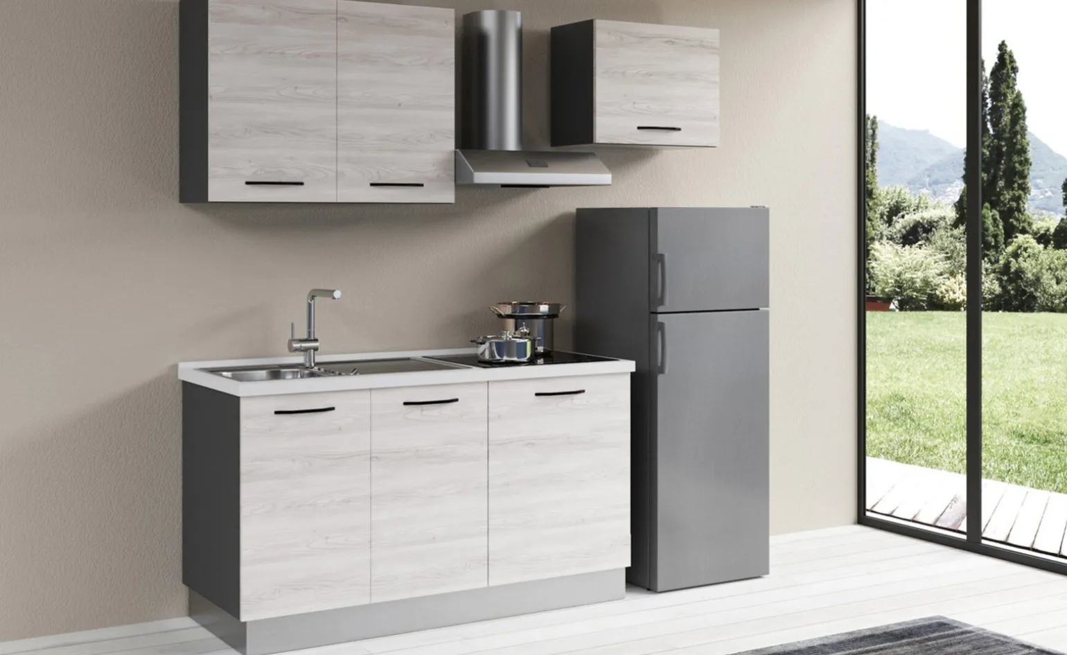 Gilda 2.0 cucina 210 cm colore frassino ghiaccio