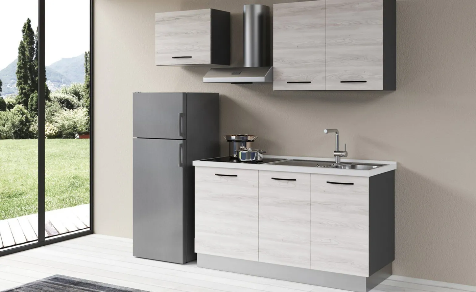 Gilda 2.0 cucina 210 cm colore frassino ghiaccio
