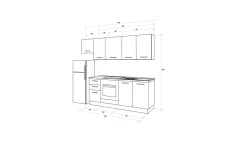 Gilda cucina 255 cm colore frassino ghiaccio e light grey