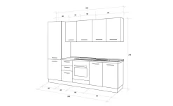 Gilda cucina 255 cm colore frassino ghiaccio e light grey