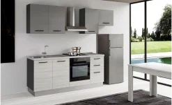 Gilda 2.0 cucina 255 cm colore frassino ghiaccio e light grey