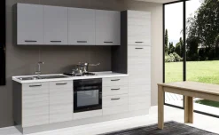 Gilda cucina 270 cm colore frassino ghiaccio e light grey