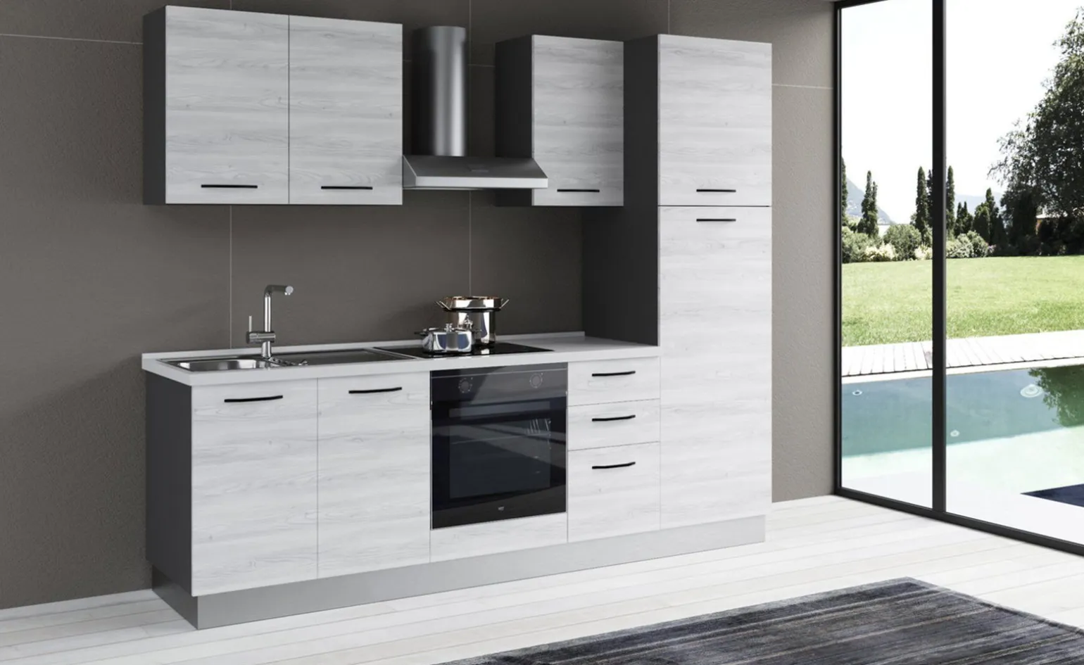 Gilda 2.0 cucina 255 cm colore frassino ghiaccio