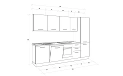 Gilda cucina 285 cm colore frassino ghiaccio e light grey