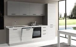 Gilda cucina 285 cm colore frassino ghiaccio e light grey