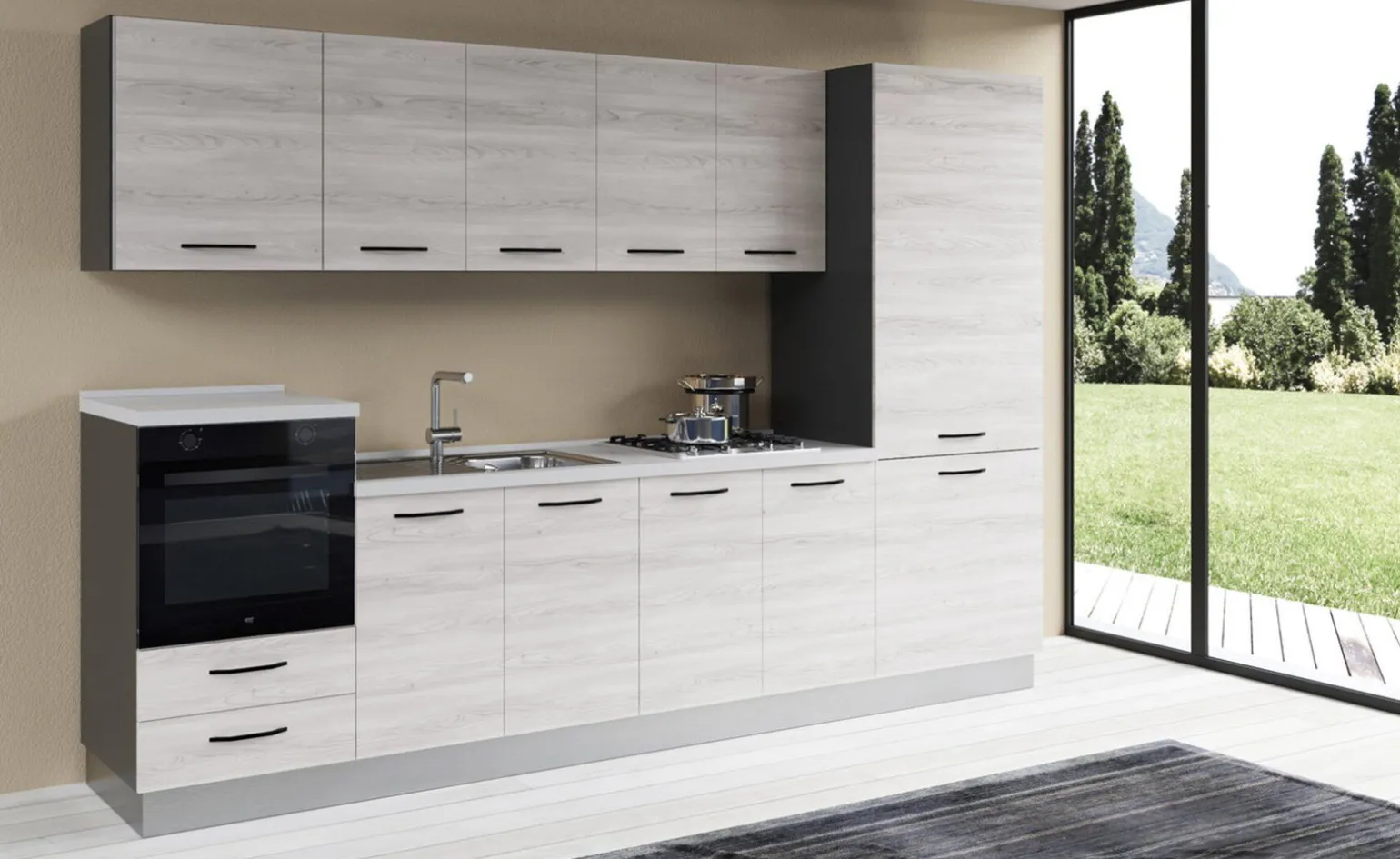 Gilda cucina 315 cm colore frassino ghiaccio