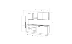 Gilda 2.0 cucina 300 cm colore frassino ghiaccio e light grey