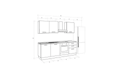 Gilda 2.0 cucina 300 cm colore frassino ghiaccio e light grey
