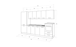 Gilda cucina 315 cm colore frassino ghiaccio e light grey