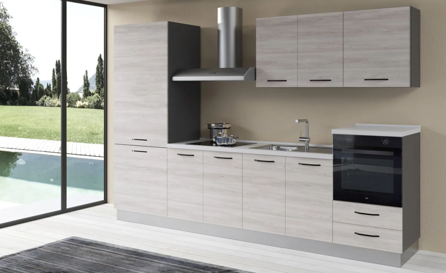 Gilda 2.0 cucina 315 cm colore frassino ghiaccio