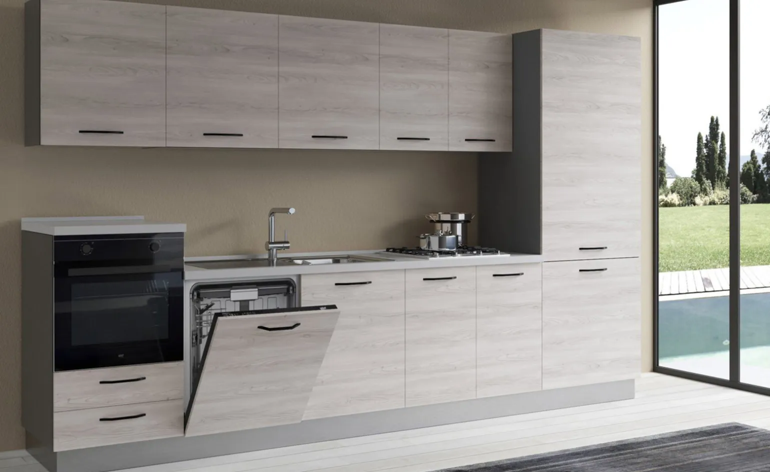 Gilda cucina 345 cm colore frassino ghiaccio