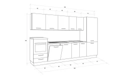Gilda cucina 345 cm colore frassino ghiaccio e light grey