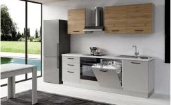 Gilda 2.0 cucina 300 cm colore light grey e rovere cadiz