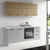 Gilda cucina 195 cm colore light grey e rovere cadiz