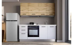 Gilda cucina 195 cm colore light grey e rovere cadiz