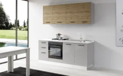 Gilda cucina 195 cm colore light grey e rovere cadiz