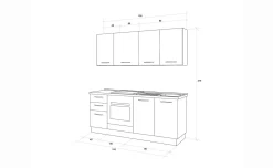 Gilda cucina 195 cm colore light grey e rovere cadiz