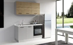 Gilda cucina 150 cm colore light grey e rovere cadiz