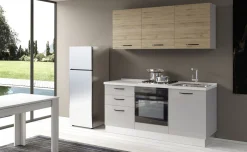 Gilda cucina 180 cm colore light grey e rovere cadiz