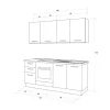 Gilda cucina 195 cm colore light grey e rovere cadiz
