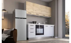 Gilda cucina 195 cm colore light grey e rovere cadiz