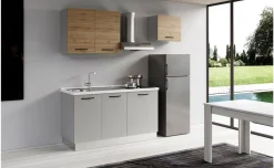 Gilda 2.0 cucina 210 cm colore light grey e rovere cadiz