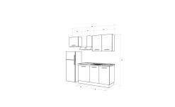 Gilda 2.0 cucina 210 cm colore light grey e rovere cadiz