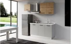 Gilda 2.0 cucina 210 cm colore light grey e rovere cadiz