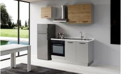 Gilda 2.0 cucina 210 cm colore light grey e rovere cadiz
