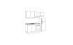 Gilda 2.0 cucina 210 cm colore light grey e rovere cadiz