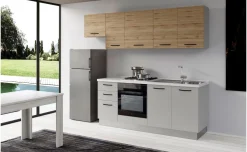 Gilda cucina 255 cm colore light grey e rovere cadiz
