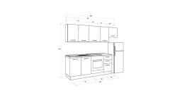 Gilda cucina 255 cm colore light grey e rovere cadiz