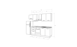 Gilda 2.0 cucina 255 cm colore light grey e rovere cadiz