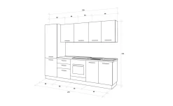 Gilda cucina 270 cm colore light grey e rovere cadiz