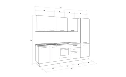 Gilda cucina 270 cm colore light grey e rovere cadiz