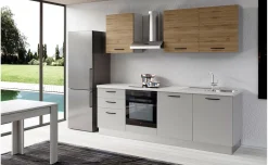 Gilda 2.0 cucina 300 cm colore light grey e rovere cadiz