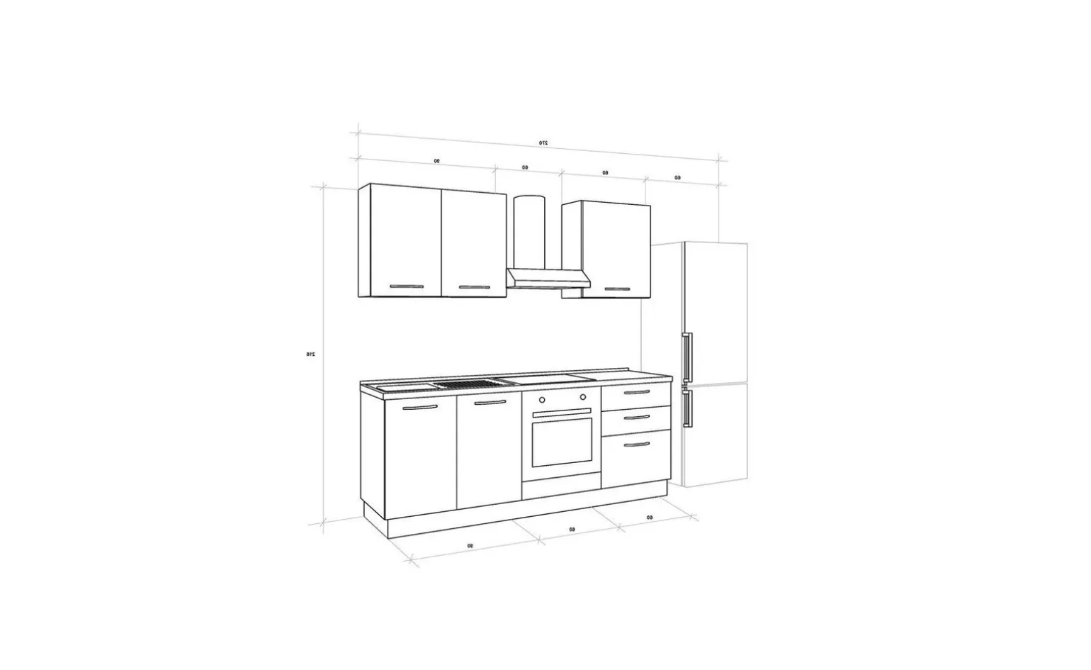 Gilda 2.0 cucina 270 cm colore portland e rovere cadiz