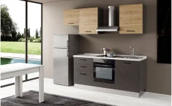 Gilda 2.0 cucina 240 cm colore portland e rovere cadiz