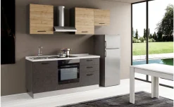 Gilda 2.0 cucina 240 cm colore portland e rovere cadiz
