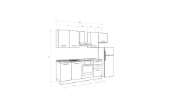 Gilda 2.0 cucina 255 cm colore portland e rovere cadiz